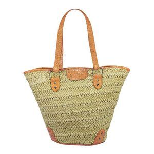Braided Beach Tote Bag With Croc Trim